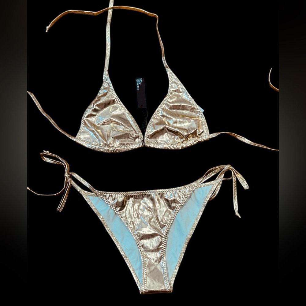 LISA MARIE FERNANDEZ****Rose Gold String Bikini Set***Size 3; Large***$398 NWT - Picture 2 of 3